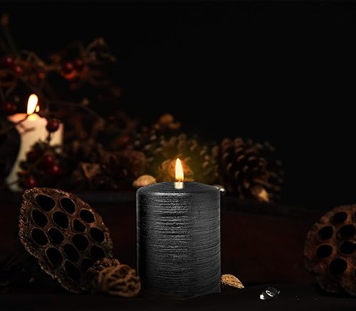 Miniatura 6 de Hyoola Velas de pilar metálicas cepilladas, paquete de 6, velas de pilar blancas perlas, velas decorativas de pilar fabricadas en Europa, 2.75 x 5