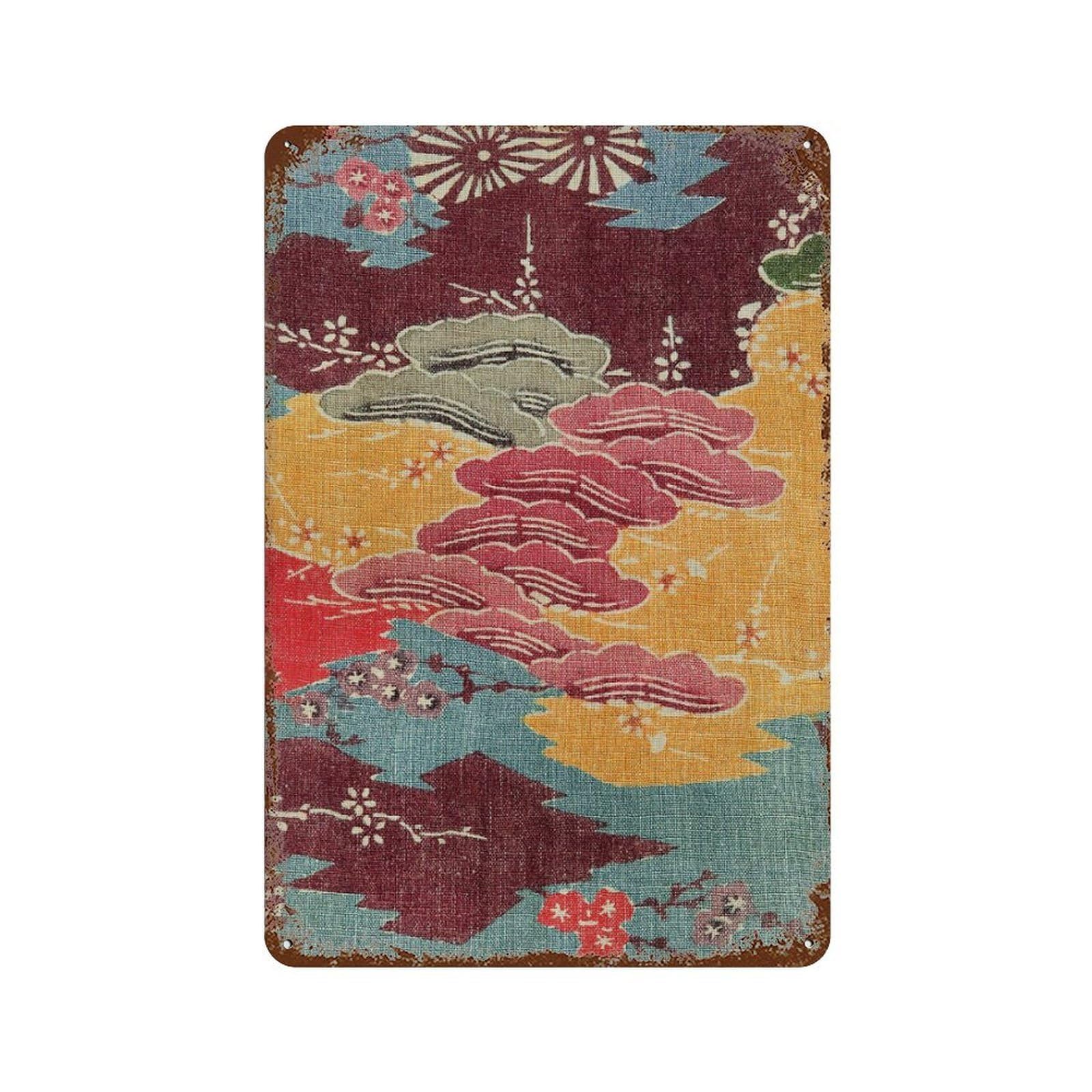 xiaoxiaoshen Vintage Plum Chrysanthemum Textile Wall Decor Art Metal Tin Poster Modern Home Decor Art Home Bar Shop Decorations Vintage Sign 30x20cm