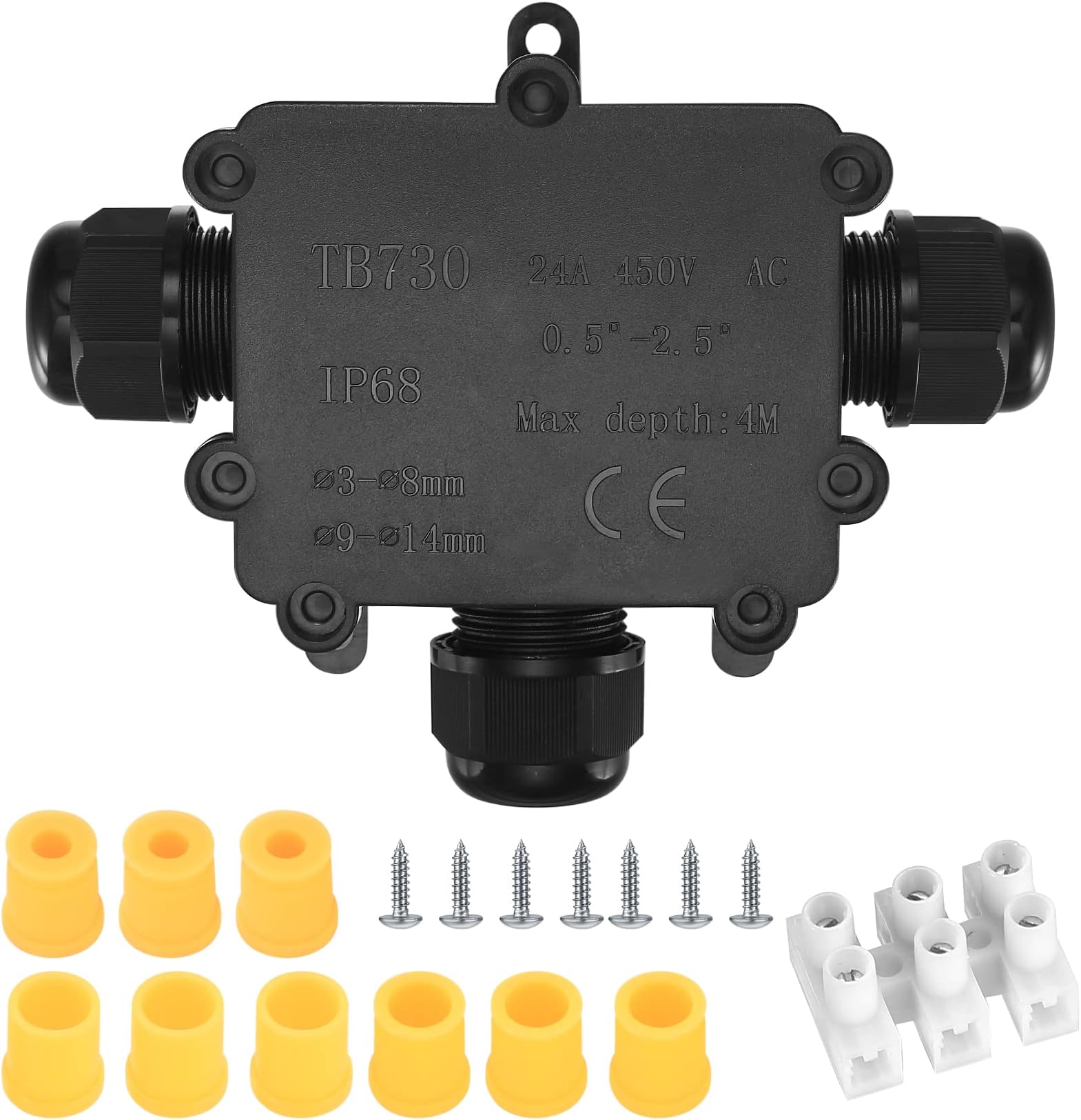 IP68 Waterproof Junction Box, 3-Way Outdoor Electrical Connectors, External Sleeve Protection Box, Cable Wire Connector for 3-8mm & 9-14m Waterproof Electrical Junction Boxes