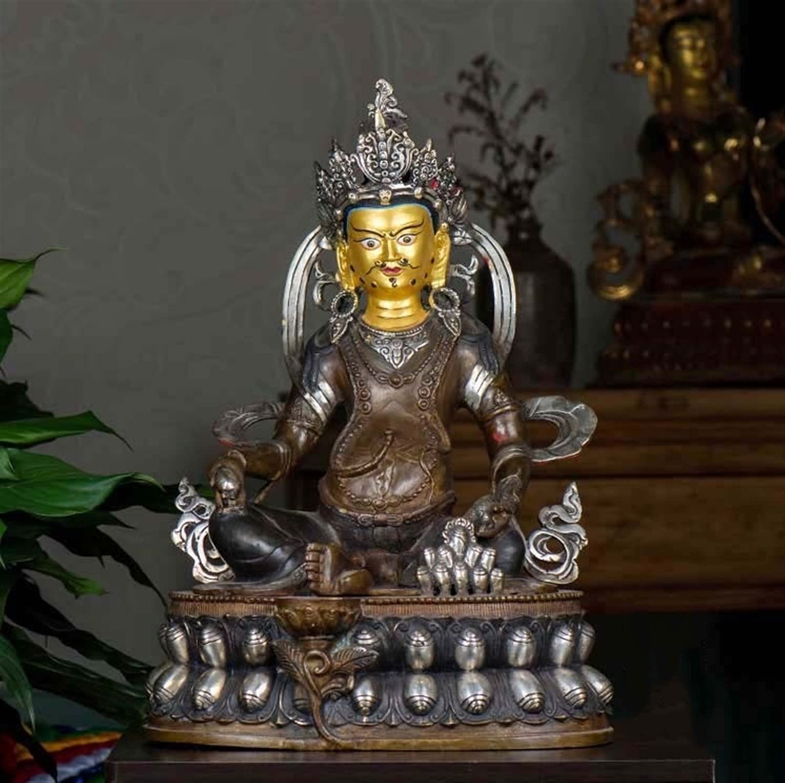 Amazon｜46cm大巨大巨大巨乳寺院仏像 - お金描画フルシルバーイエロー