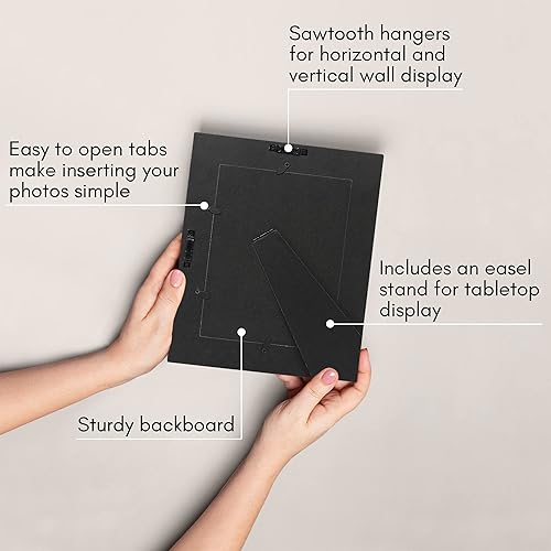 Miniatura 5 de Americanflat Portarretratos rústico de 6 x 8 pulgadas, color azul turquesa con madera texturizada y vidrio pulido, formatos horizontal y vertical