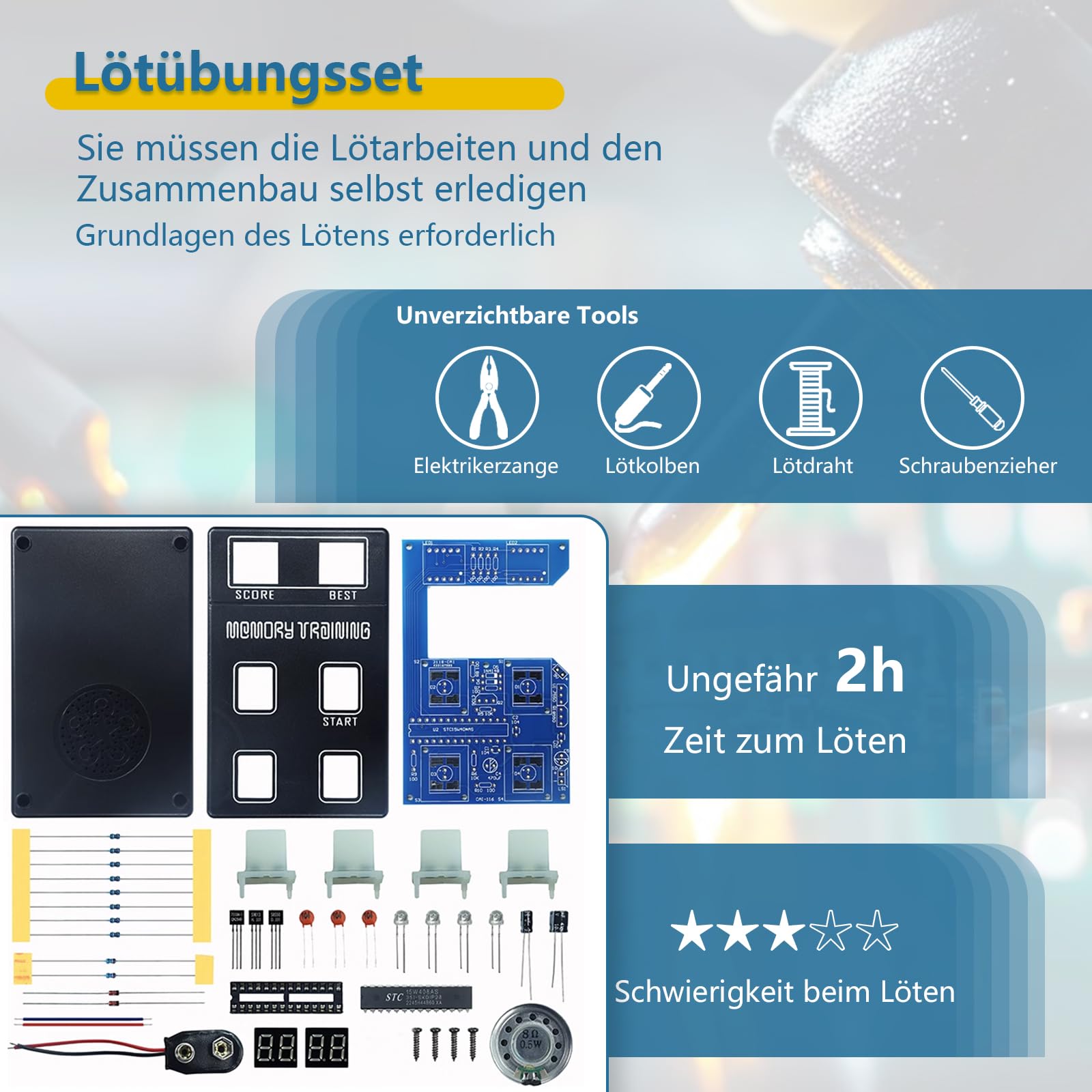 EIELE Memory Games Electronic Kits Soldering Practice Kits for Teenagers and Adults Suitable for School Students Learning Education and Teaching (Soldering Required) - Image 3