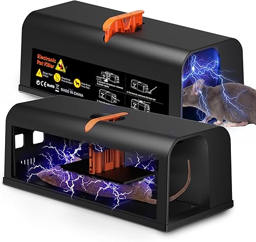 2 Paquetes de Trampas Eléctricas para Ratas en Interiores para el Hogar, Trampa para Ratones Electrónica, Asesino de Ratas con Voltaje Potente,