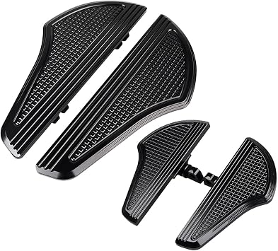 Rider and Passenger Floorboards Set Front Rear Foot pegs Footboards Set Fit for Harley Touring Electra Street Road Glide Sportster Softail 2 Pairs, Black