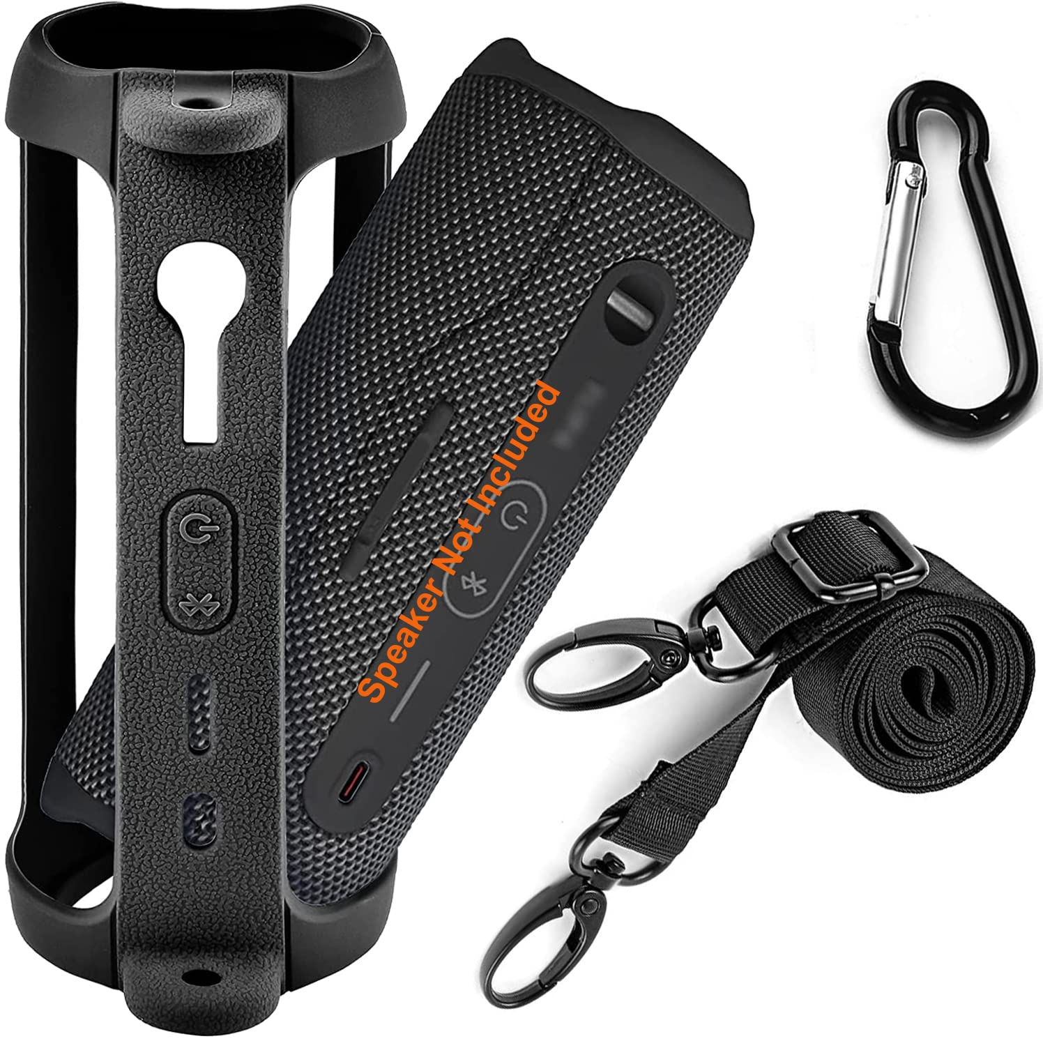 Zitel Case Compatible with JBL Flip 6 Portable Bluetooth Speaker Silicone Protective Cover with Shoulder Strap and Carabiner (Case Only) - Black-image-16