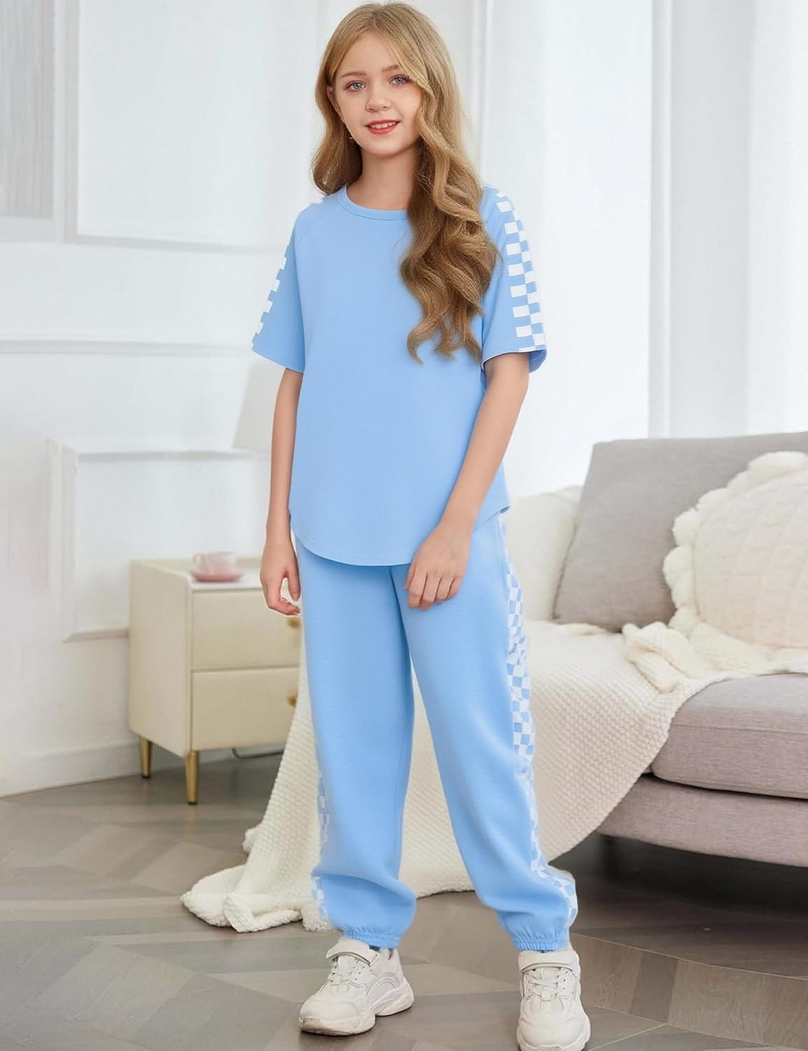 Girls Clothes, Teen Girl Clothes Sweetie-Girl Short Sleeve Tops Long Pants 2PC Casual Sweatsuits Set 6-14Y - Image 5