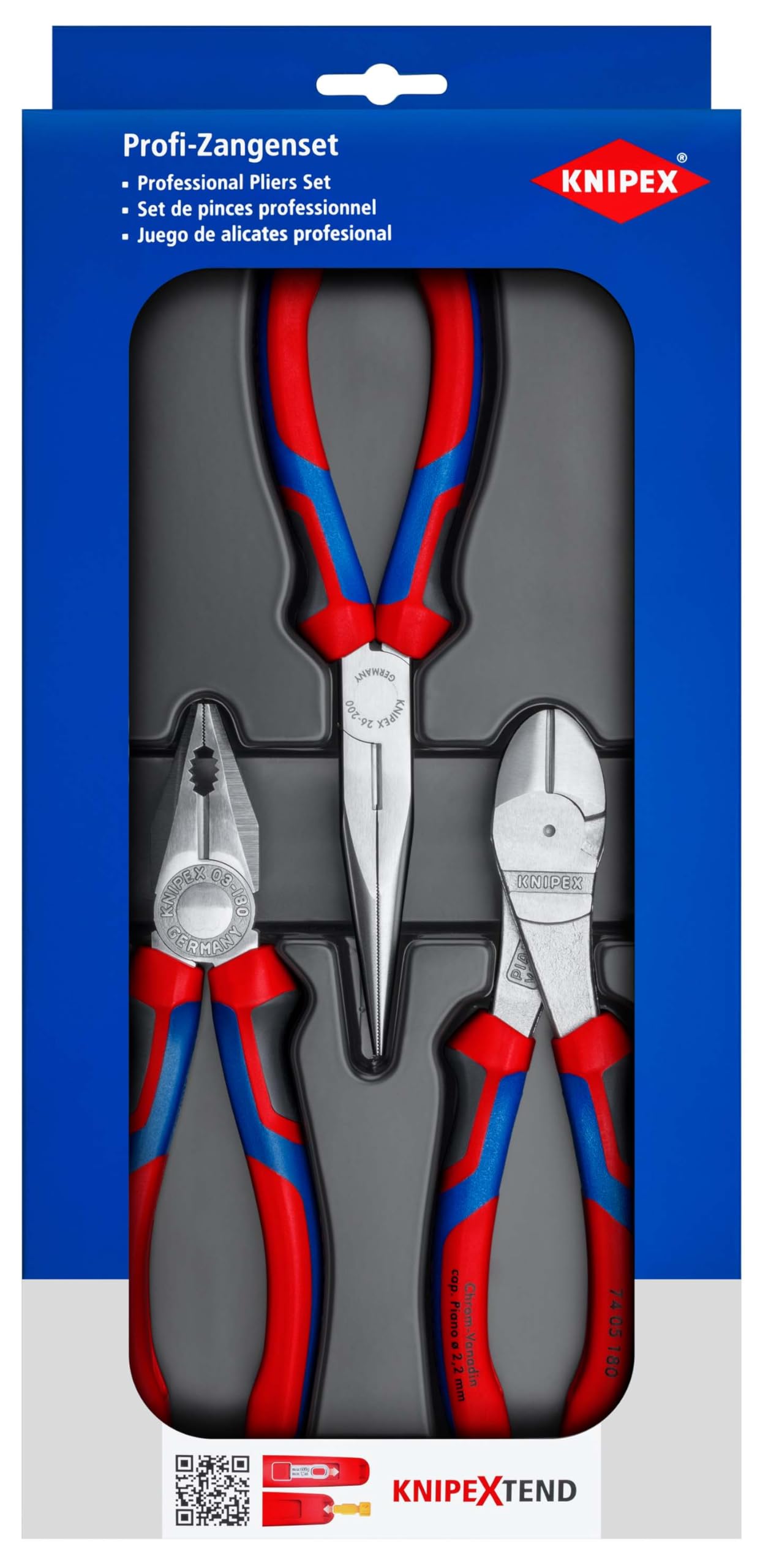 KNIPEX Montage-Paket, 00 20 11 V01 | 1 x 26 15 200, 1 x 03 05 180, 1 x 74 05 180