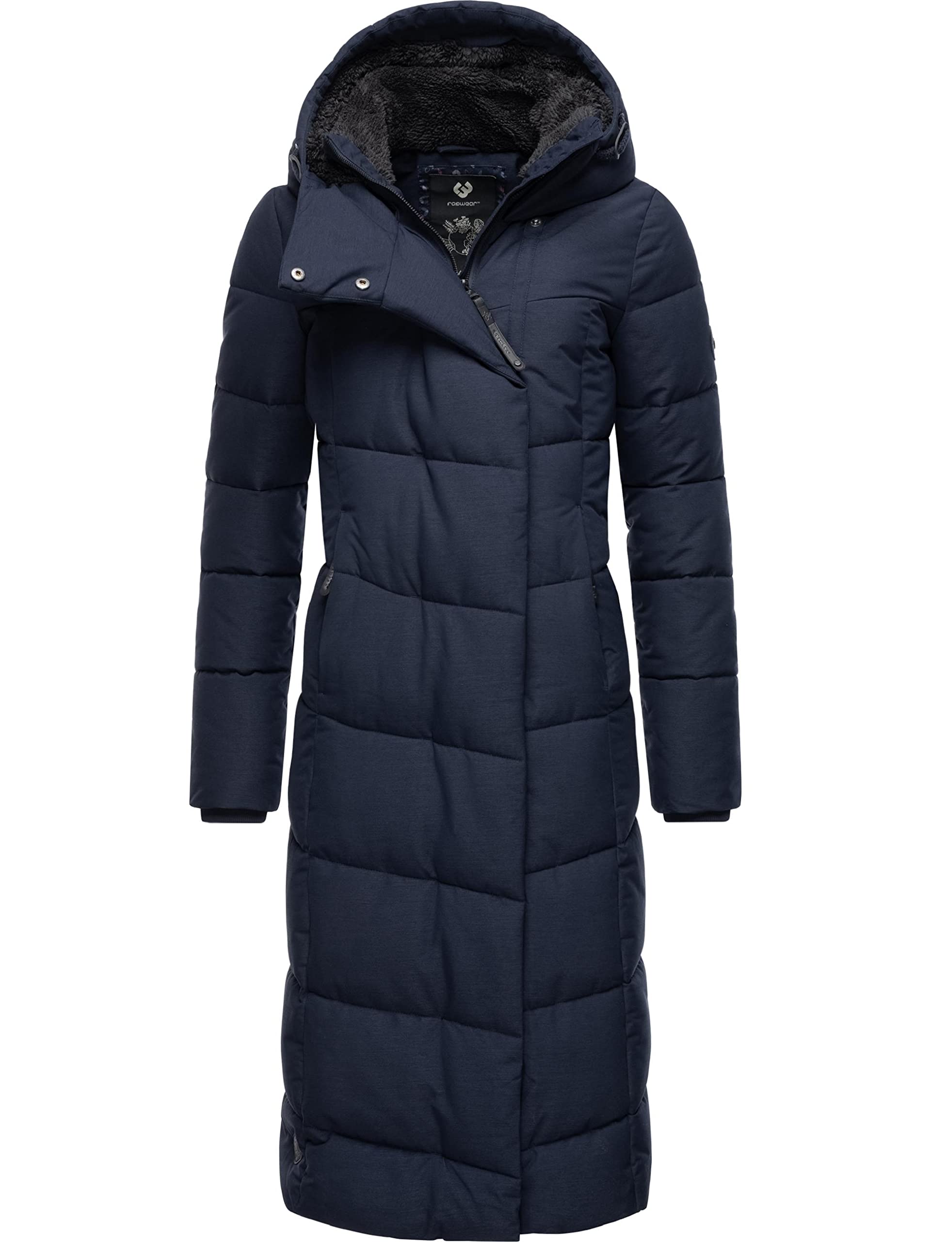 Ragwear Women's Warm Winter Quilted Coat with Hood Pavla Long XS-XXL, navy, M