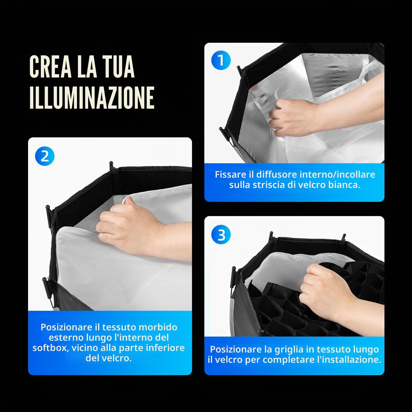 AMBITFUL Mini Softbox da 30 cm a Sgancio Rapido Con Supporto Bowens Pieghevole, Installazione Veloce Con Diffusori/Griglia a Nido d'Ape/Borsa