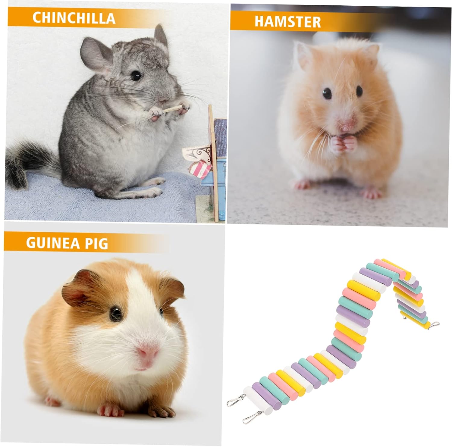 50cm Wooden Climbing Ladder Toy for Hamsters Mice and Gerbils Soft Swing Bridge with Fence Design Small Animal Climbing Accessory
