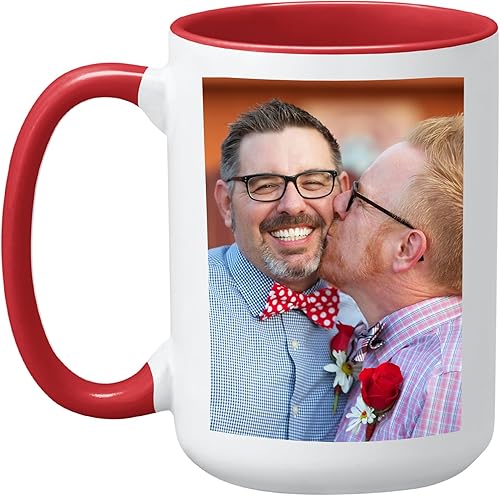 Miniatura 9 de Let's Make Memories Taza de fotos personalizada, 15 onzas, mango blanco, para maridonovio, para esposanovia, para parejas