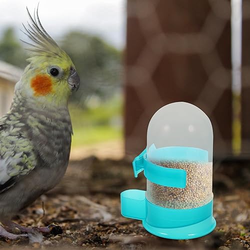 Miniatura 7 de Comedero automático para pájaros, dispensador de alimentos para loros, contenedor dispensador de cereales de alimentos transparentes, accesorio para