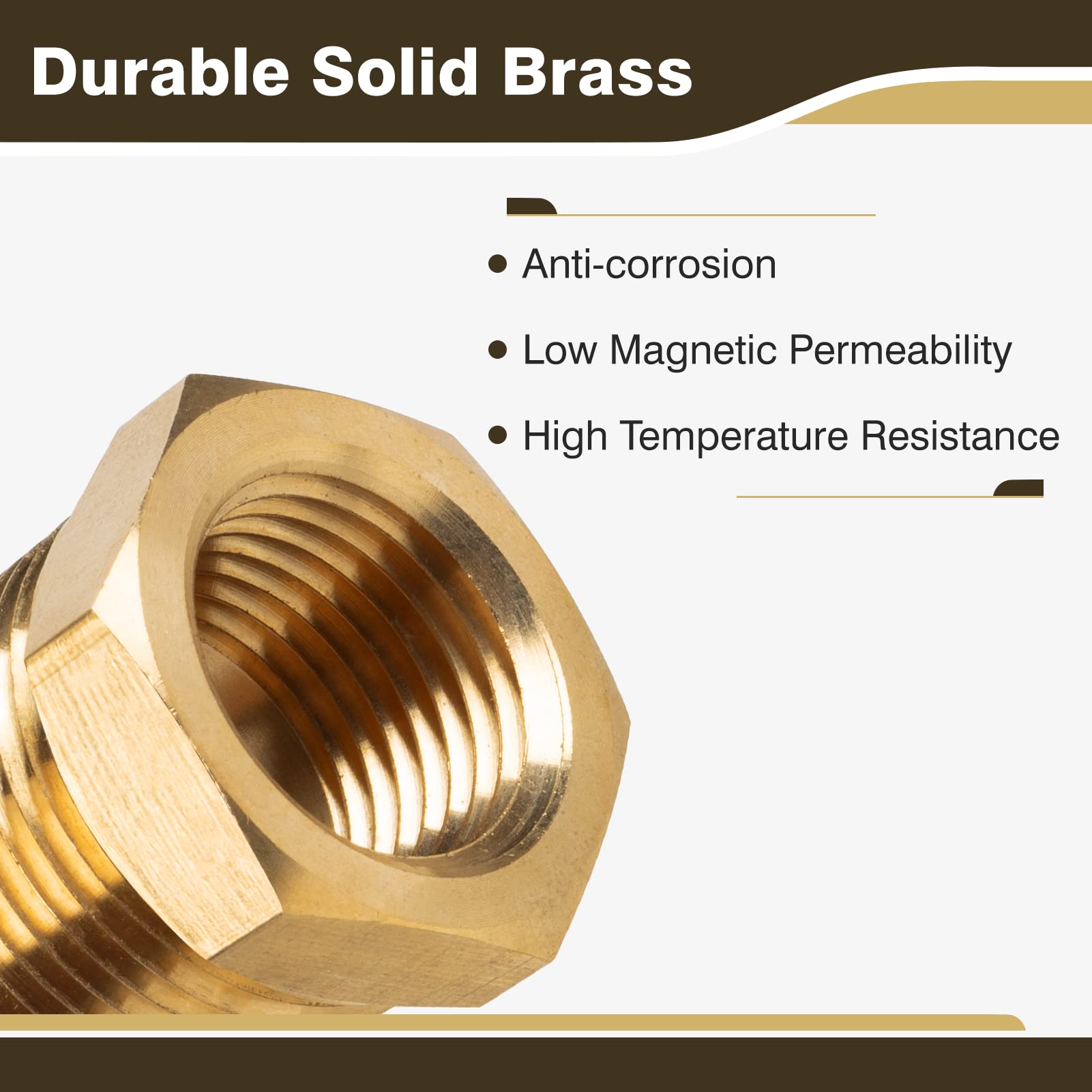 PATIKIL 2 Pack Brass Pipe Fitting Hex Bushing, 3/8\" NPT Female To 1/4...