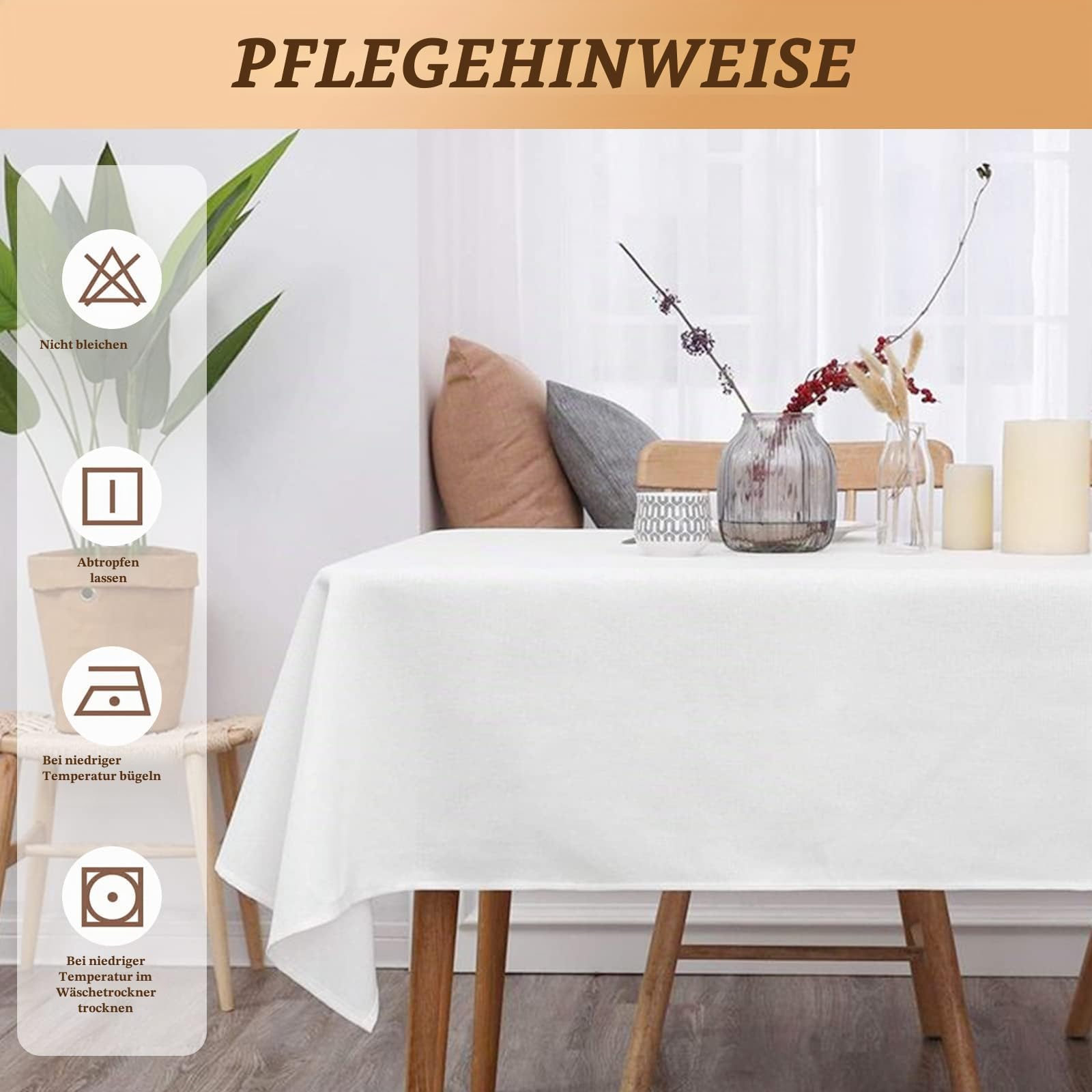 6 Stück weiße Tischdecken für 2,4 m große rechteckige Tische, 153×320cm rechteckige Tischdecke, knitterfreie, waschbare Polyester-Tischdecken für Hochzeitsempfang, Bankettparty