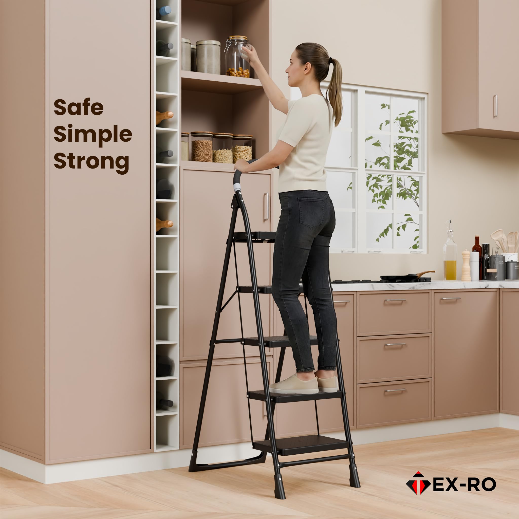 TEX-RO Foldable Ladder - Heavy Duty & Safe -8