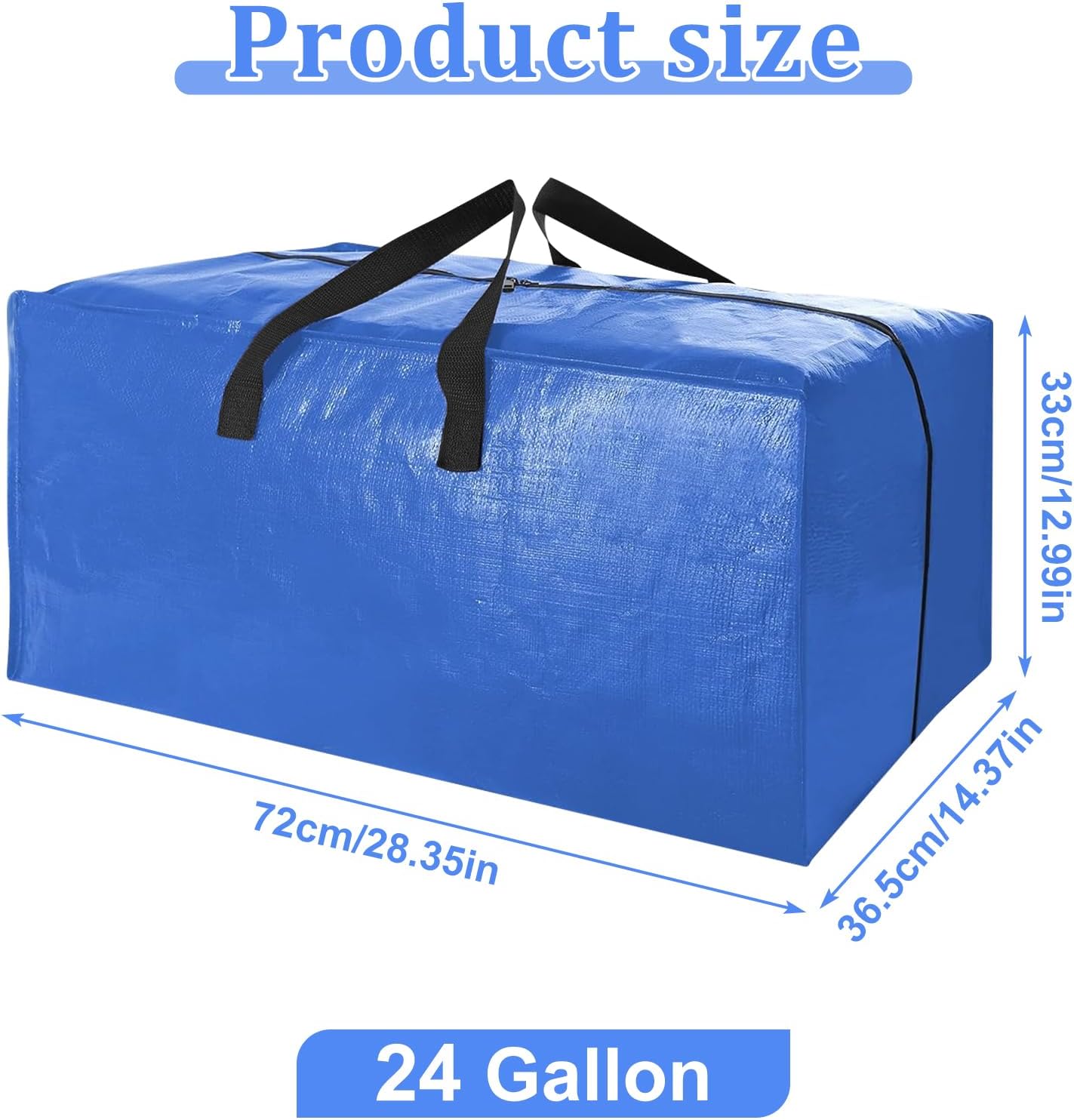Heavy Duty Moving Bag with Strong Handles & Zippers,Extra Large Storage Bag for Dorm,Waterproof Foldable Storage Tote For Space Saving,Blue