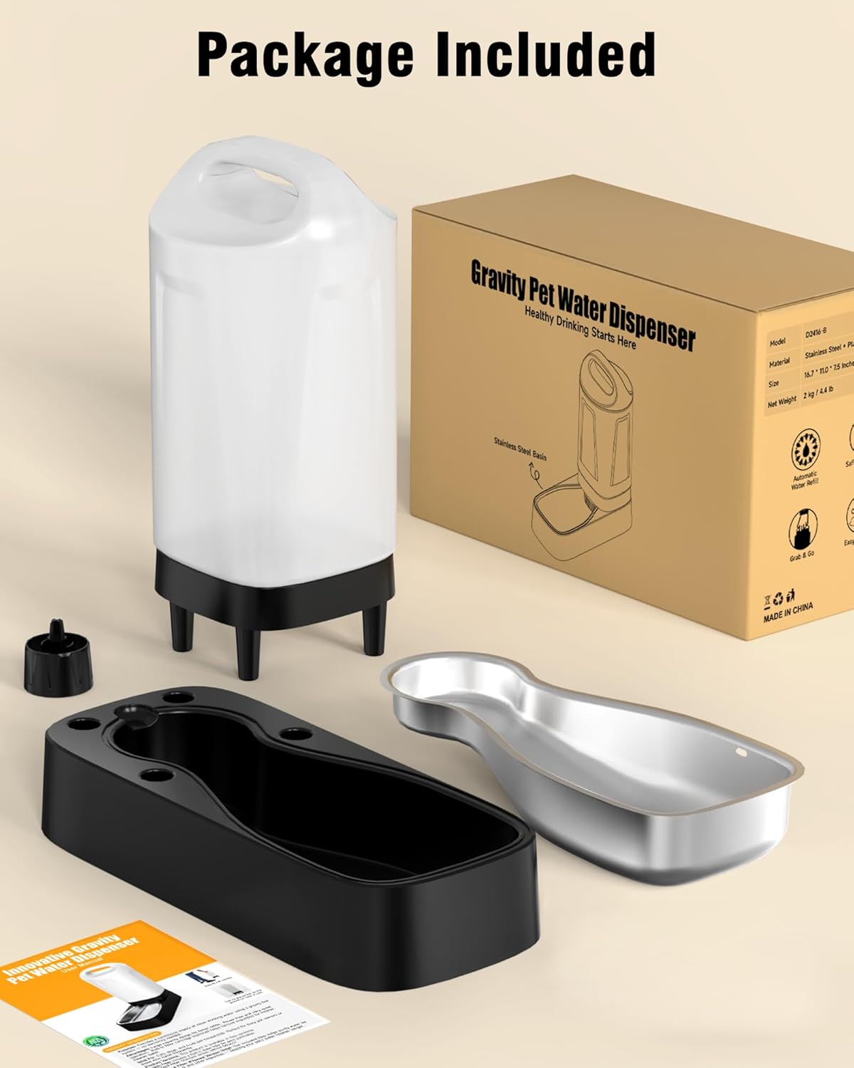 Automatic Dog Water Bowl Dispenser - 2.4 Gallon Stainless Steel Gravity Pet Water Feeder with Ergonomic Handle Design Anti Splash Drinking Bowl Without Filter Easy to Clean Multi Pet Use - Image 9