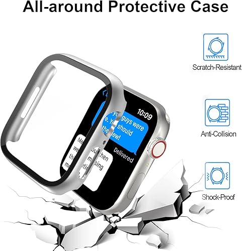 Miniatura 3 de Haojavo - Juego de 5 fundas compatibles con Apple Watch de 1.614 pulgadas (1.614 in) Series 9, 8, 7 con protector de pantalla de vidrio templado,