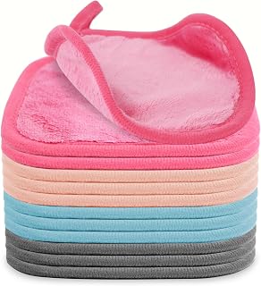 Puomue Reusable Microfiber Makeup Remover Cloths 12 Pack - Ultra Soft Hypoallergenic Face Towels for All Skin Types, 6x6 Inch Multicolor