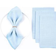 Joanlody Handmade Cloth Napkins Fall Thanksgiving Rustic Cotton Linen Napkins 16.5x16.5 Inches Washable Dinner Napkins for Baby Shower Wedding Party Set of 10 Sky Blue