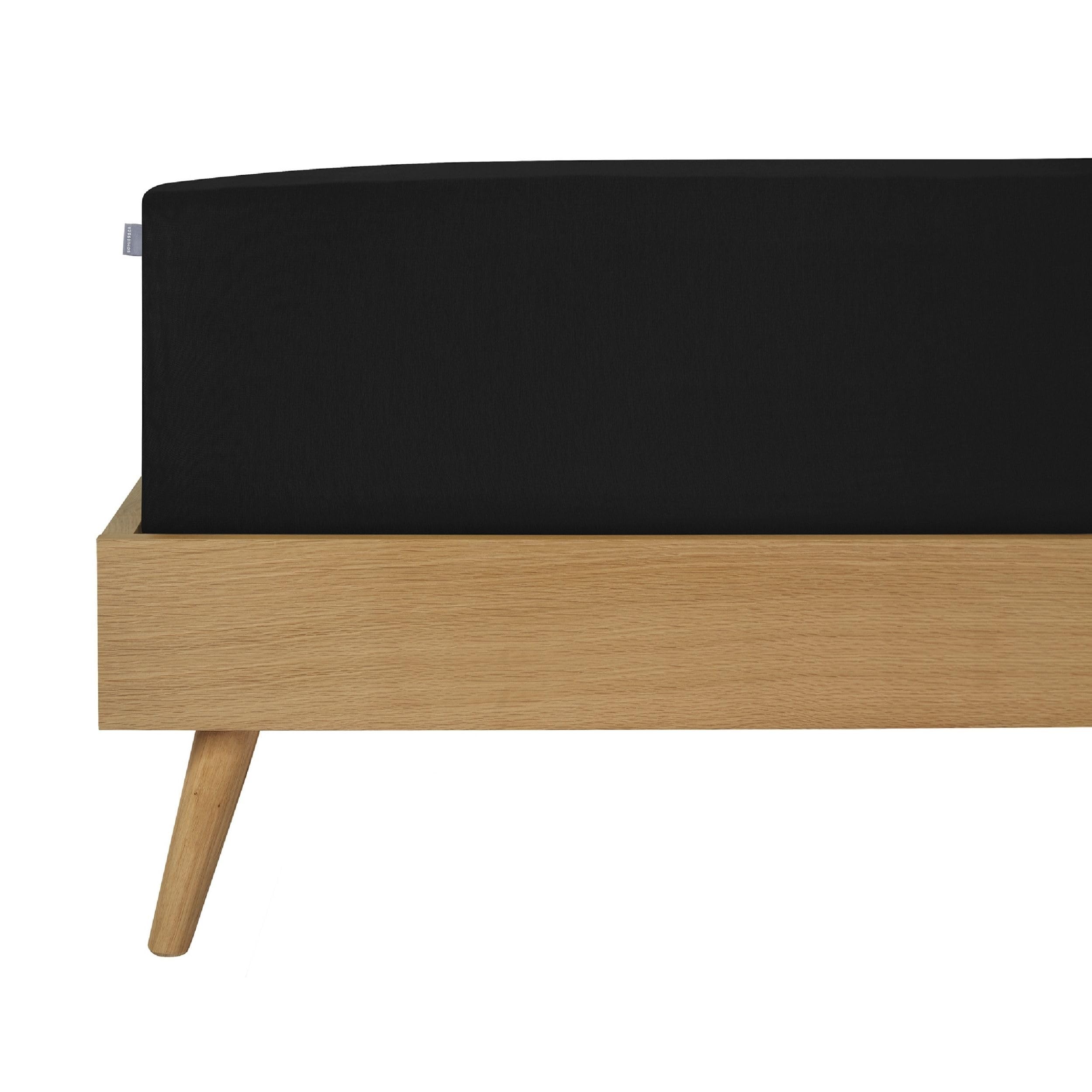 SCHIESSER Spannbettlaken 180x200 cm | 95% Baumwolle 5% Elasthan | Schwarz