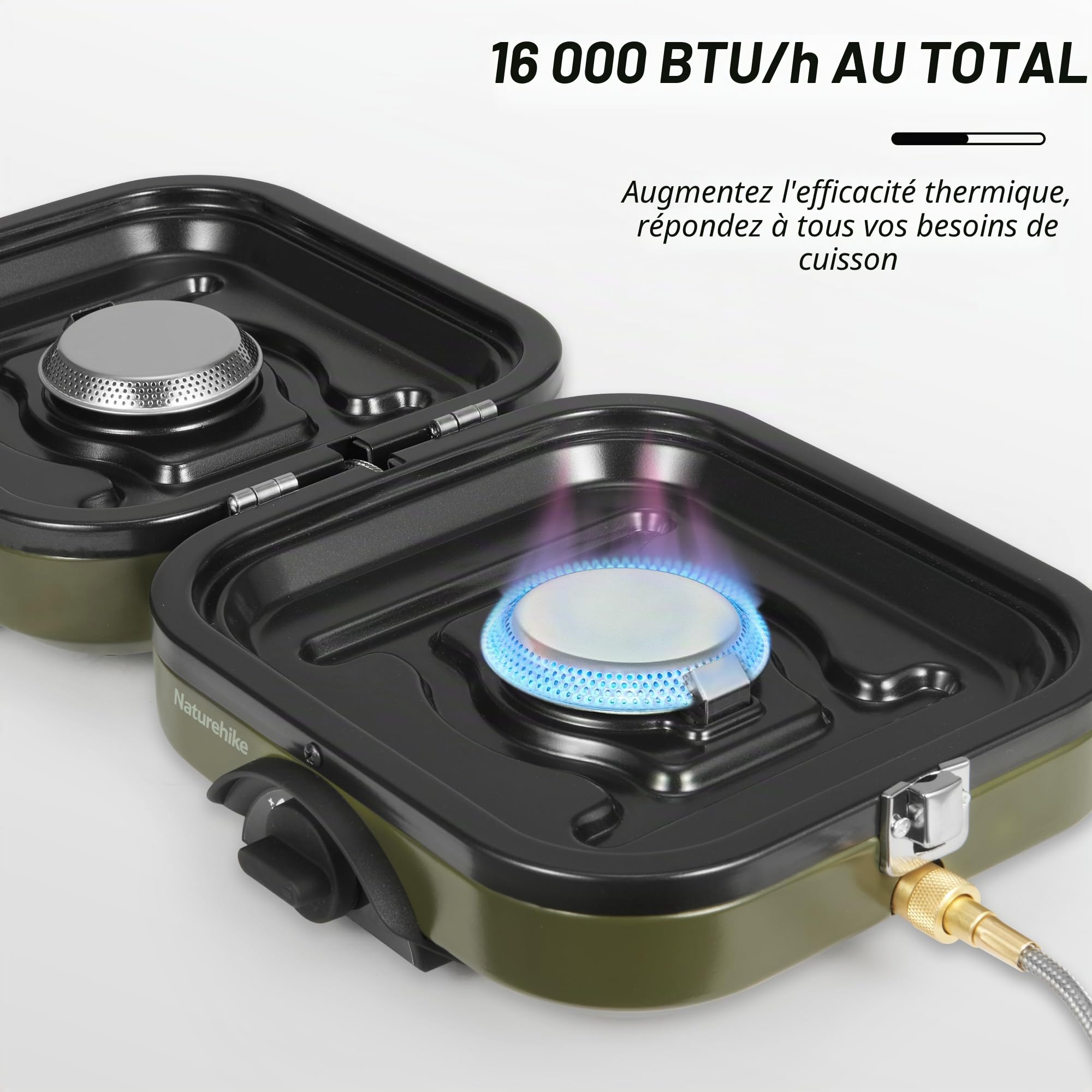 Naturehike Réchaud à Gaz Pliable Réchaud De Camping 2 Feux Pliable Avec Sac De Transport Cuisinière Portable Poêle 2 En 1 Cuisinière De Camping à Gaz Pour Le Camping En Plein Air Pique-nique BBQ