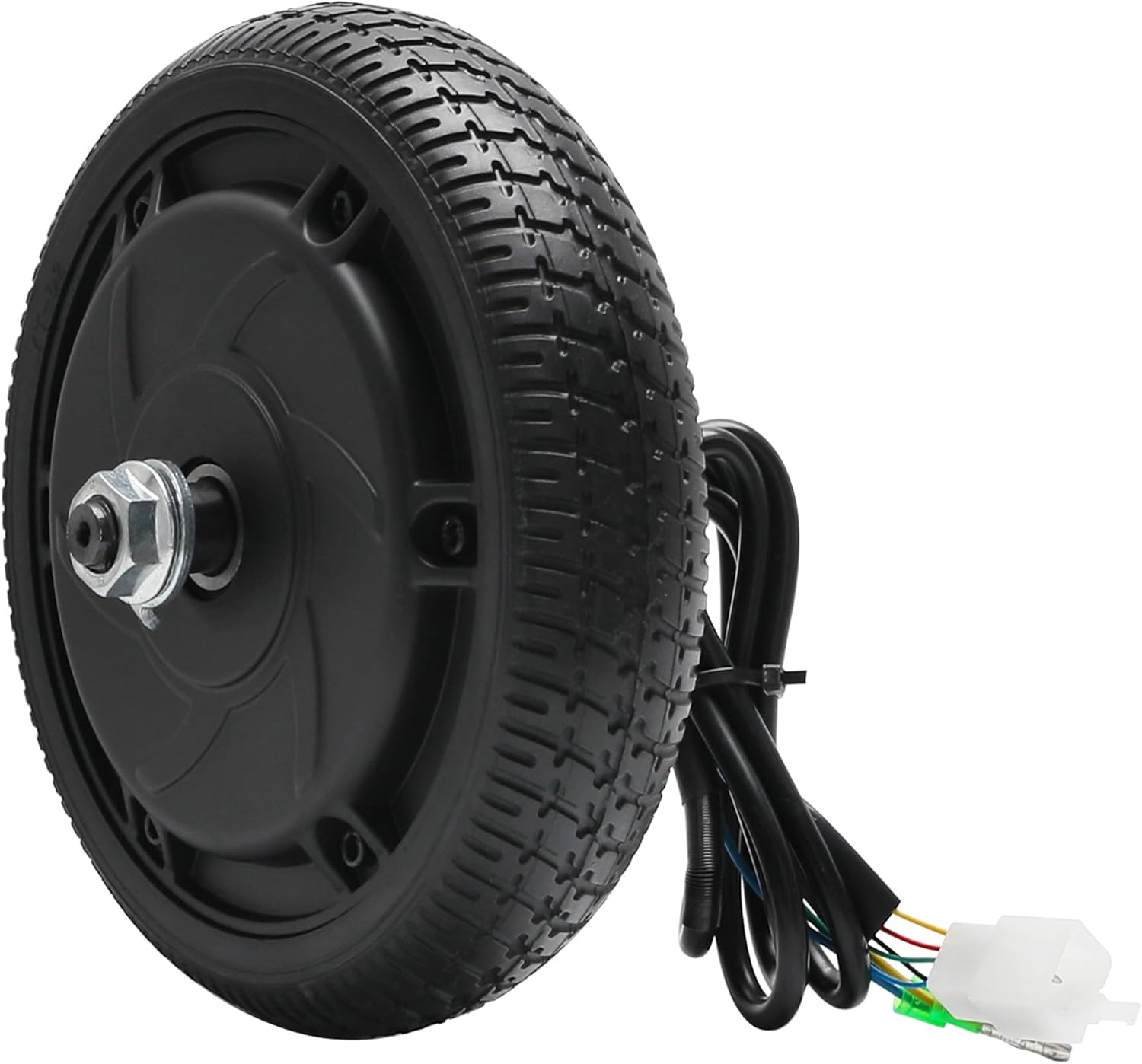 24V 250W Brushless Hub Motor with 6.5” Wheel Solid Tire, Gearless High Speed Wheel Motor Replacement with Electromagnetic Brake for Scooter, e Bike, Toy Car, Mini Car