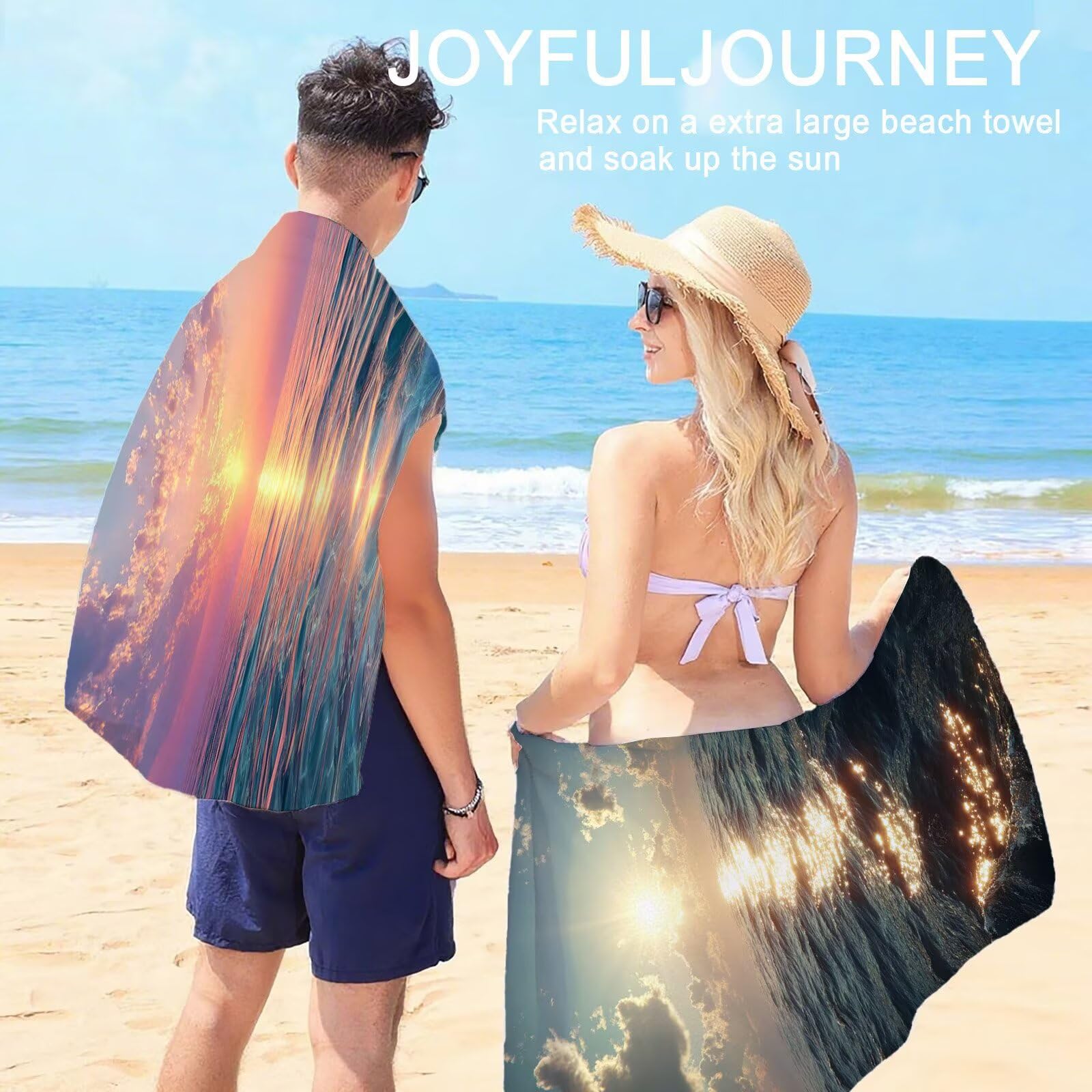 Mikrofaser Strandtuch 90x180cm, Sonnenuntergang Strandtuch Landschaft Saunahandtuc 2 Stück Stranddecke Sandfrei, Schnell Trocknendes, Saugfahiges Strandmatte für Reise Urlaub Schwimmen Camping OC-825