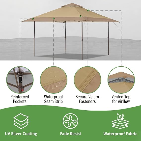 Replacement Part Fits Ozark Trail Part Number WMT-1313114N Instant Outdoor Canopy Cover Only (Khaki/Brown)