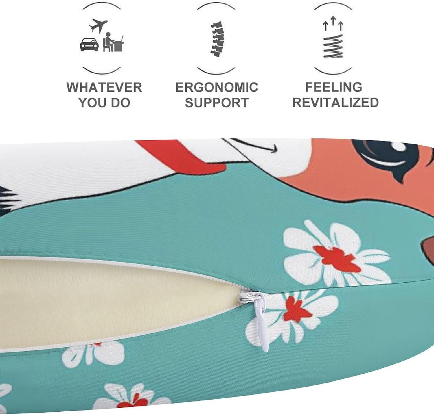 Cute Jack Russell Dog Memory Foam Pillows U Shaped Travel Neck Pillow