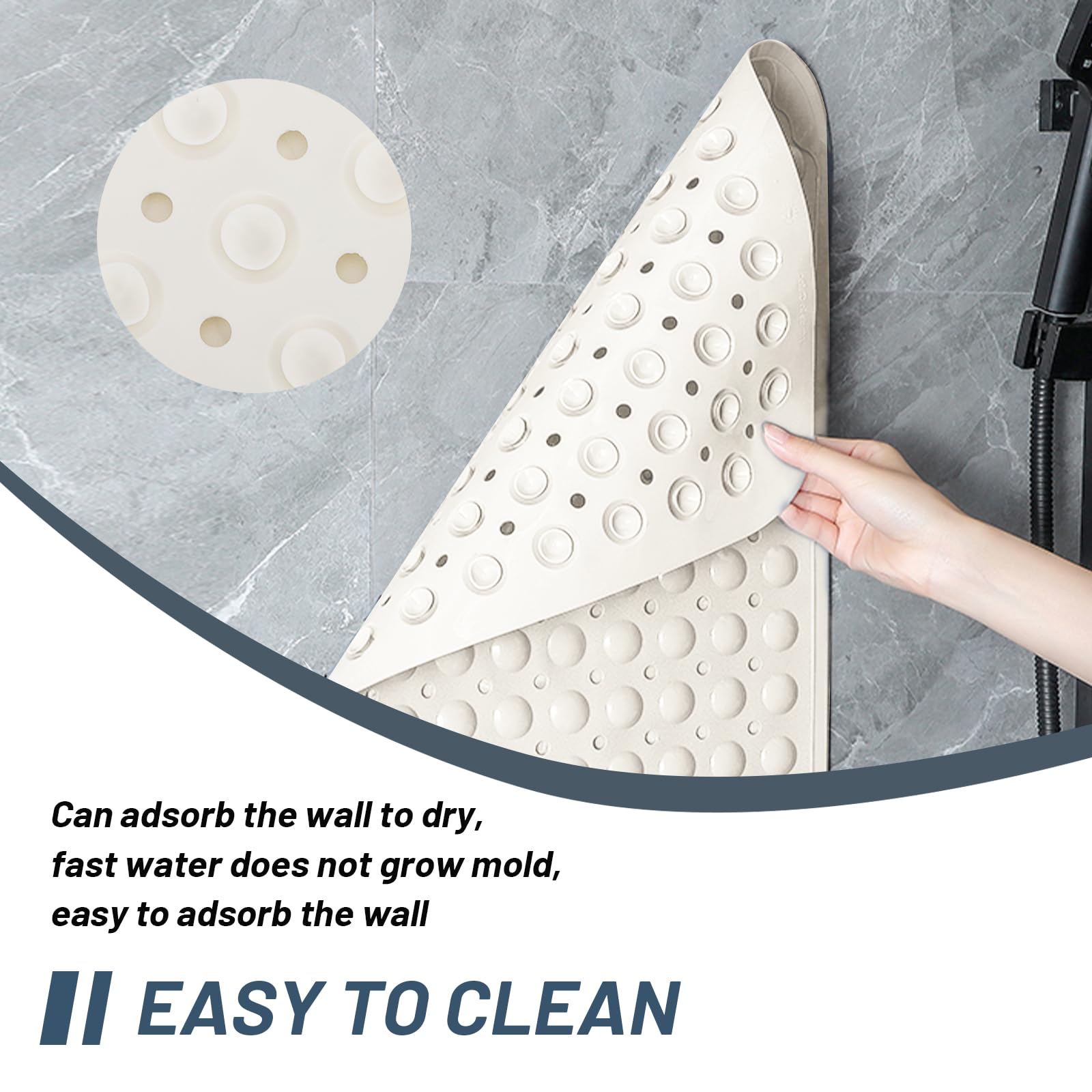 Tappetino Doccia Antiscivolo 70x40cm - Con Ventose, Massaggiante, In TPE, Khaki - Foto 10