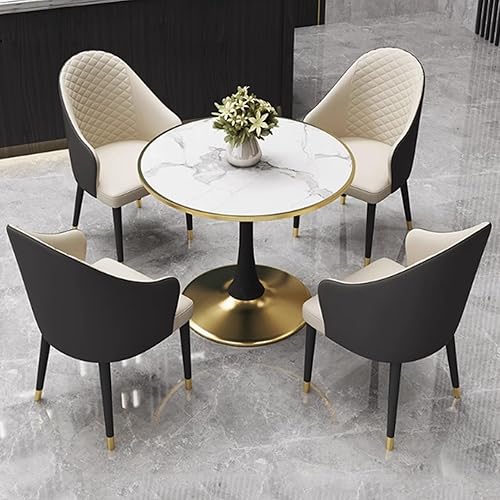 Miniatura 17 de YVYKFZD Juego de mesa y silla para sala de recepción de oficina, juego de mesa de comedor simple para cocina, mesa de centro redonda para 4 Gris