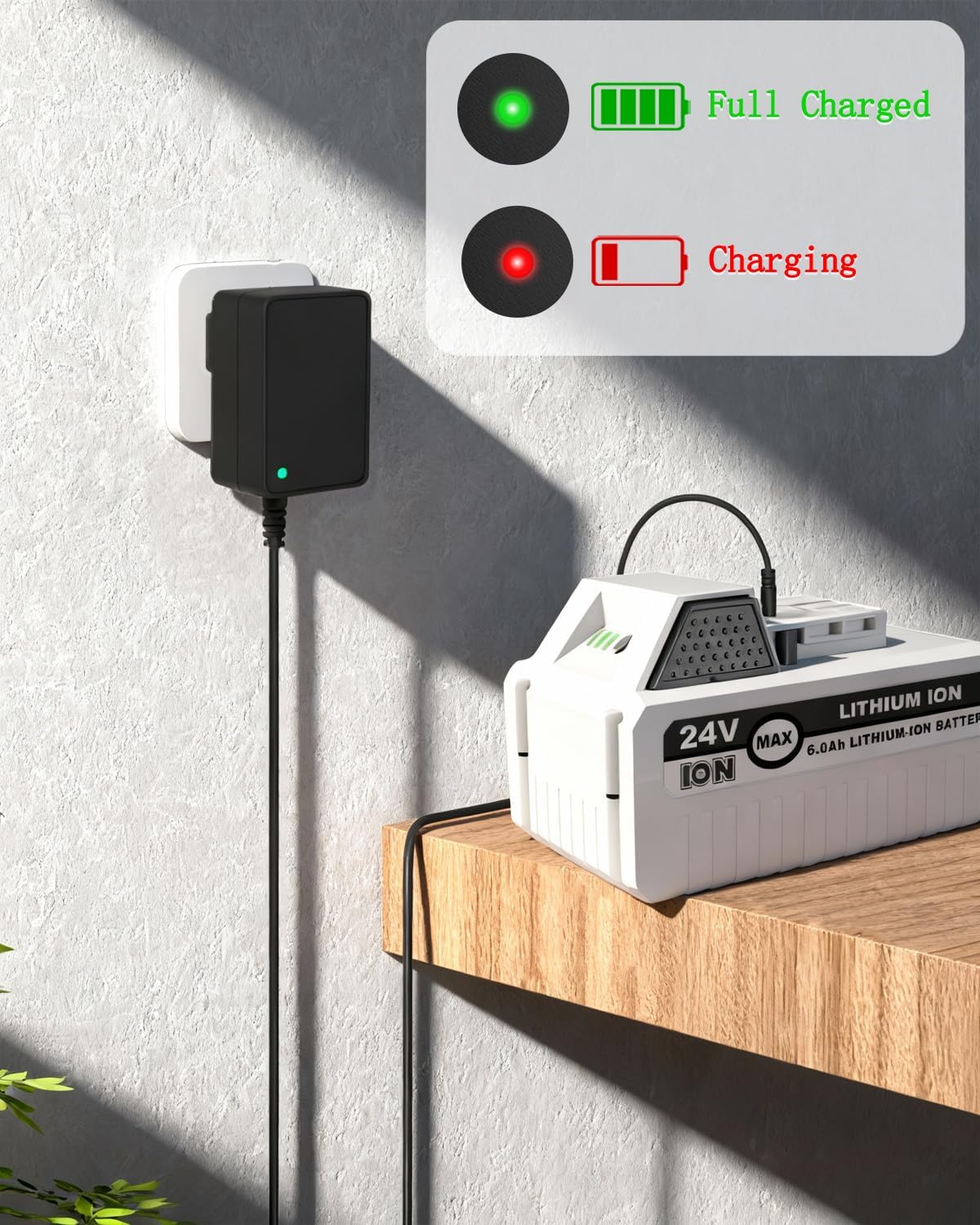 24VCHRG-QC Quick Charger for Snow Joe iBAT24 and 24VBAT Series Battery Compatible with All Lithium iON Battery Models 24VBAT, 24VBAT-LT, 24VBAT-LTE, 24VBAT-XR Replacement Power Supply Charging Cord - Image 4