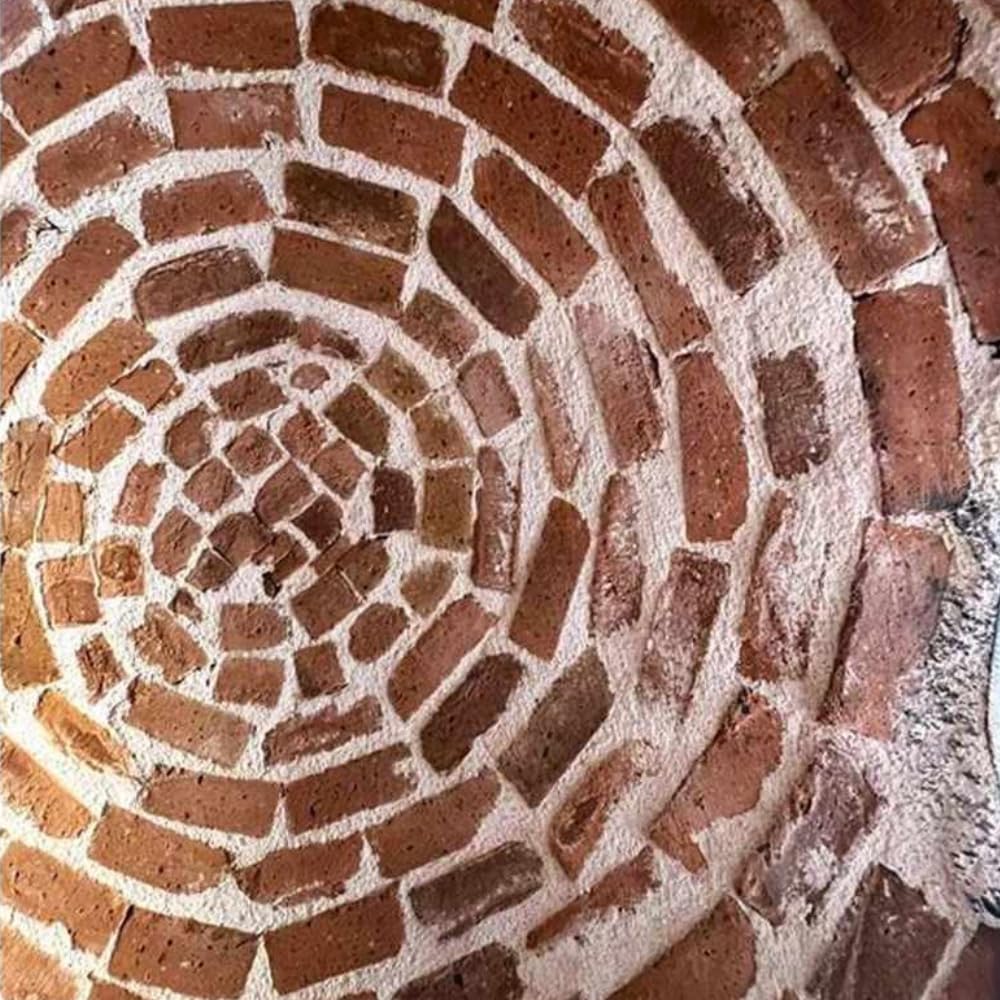 FORTUNATO Forno A Legna Mosaico, Diametro 120 Cm, Per 5 Pizze Wave Beige, Con Base e Predisposizione Barbecue