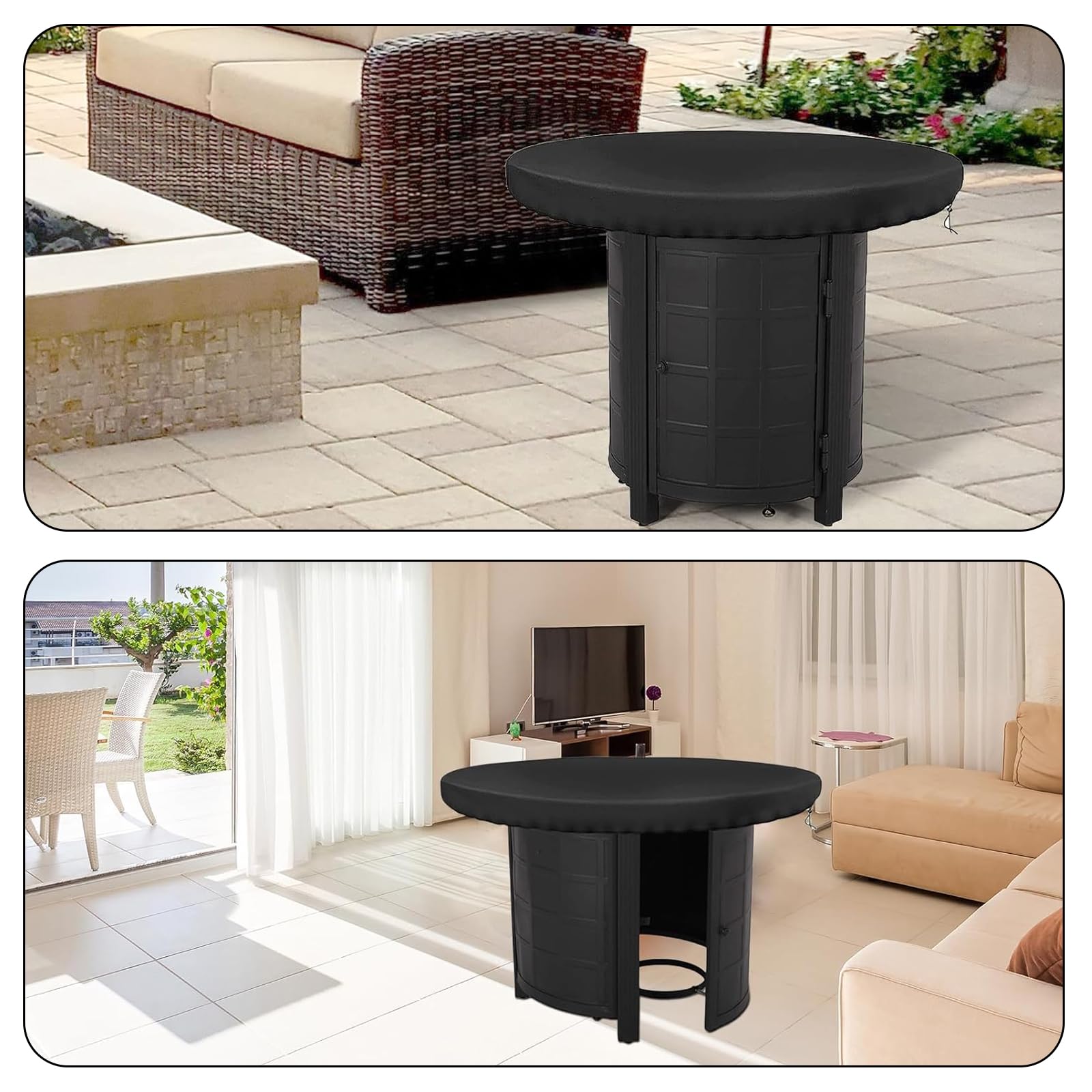 Housse Brasero Rond,Housse de Protection pour Plaque de Feu,étanche à l'eau et à la Poussière Tissu Oxford 420D Résistance Aux UV Housse de Protection Barbecue (80cm) - 5