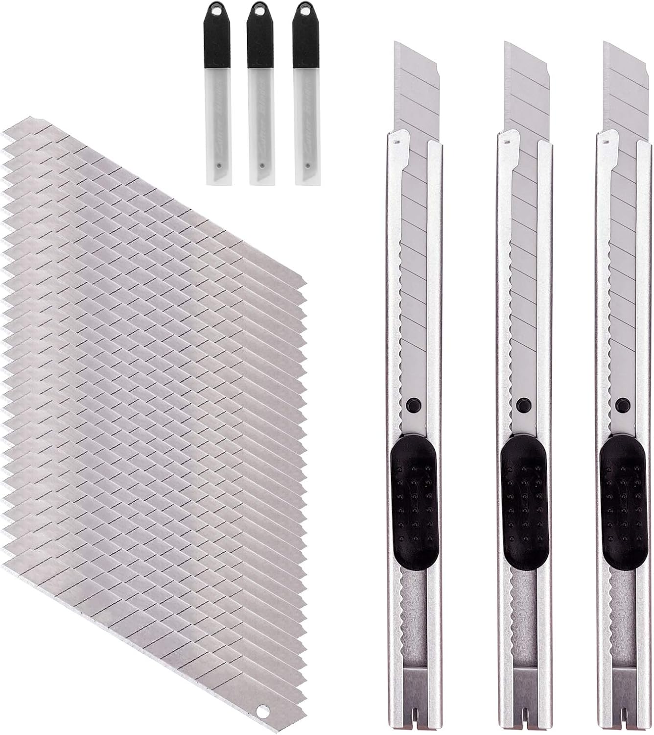 CCyanzi 9mm Stainless Steel Utility Knife with Snap off blades Replacement, Retractable Utility Knife Set, for Box Cutter, Vinyl Knives, Precision Cutter