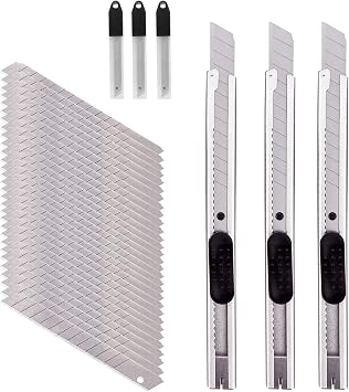 CCyanzi 9mm Stainless Steel Utility Knife with Snap off blades Replacement, Retractable Utility Knife Set, for Box Cutter, Vinyl Knives, Precision Cutter