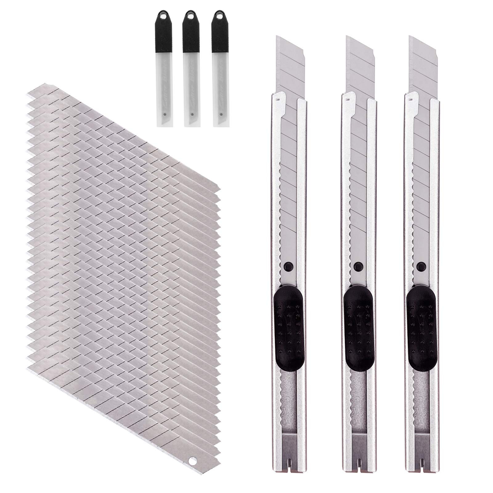 CCyanzi 9mm Stainless Steel Utility Knife with Snap off blades Replacement, Retractable Utility Knife Set, for Box Cutter, Vinyl Knives, Precision