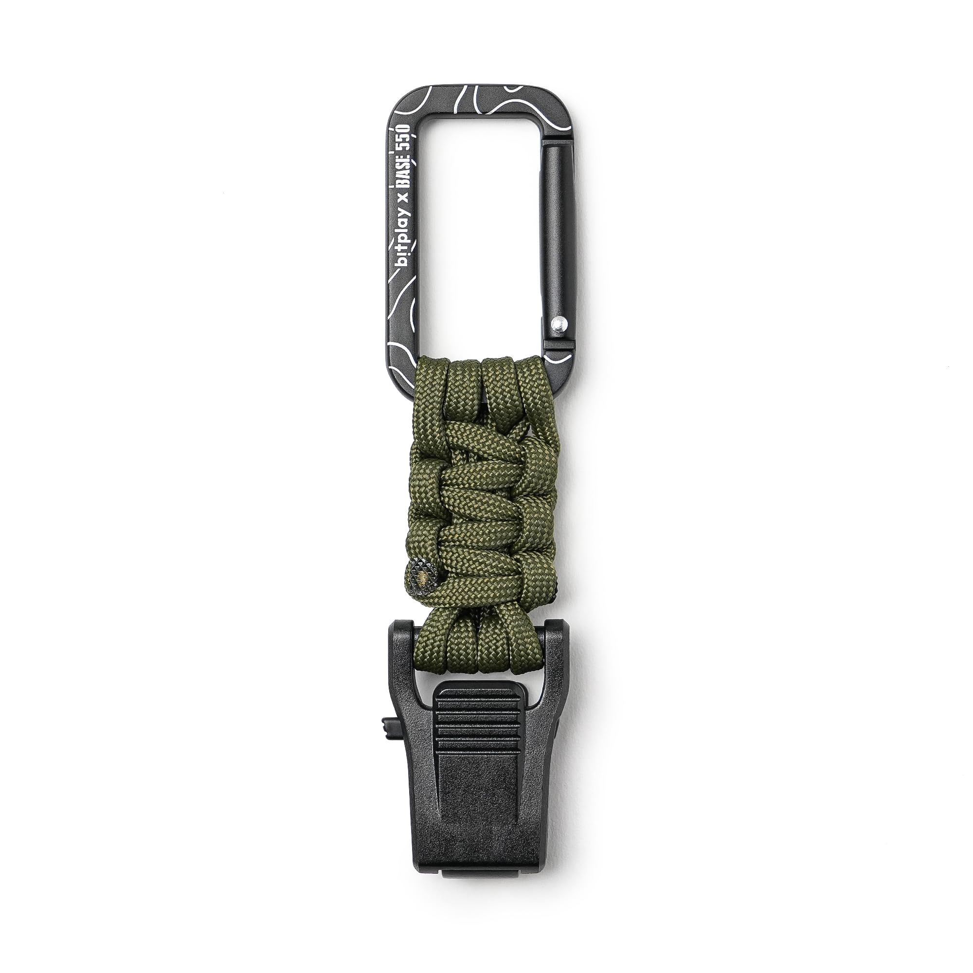 Bitplay Base550 - Mosquetón paracord de liberación rápida para aventuras al aire libre, camping, senderismo, gimnasio, hamacas, llaveros y otros artículos utilitarios