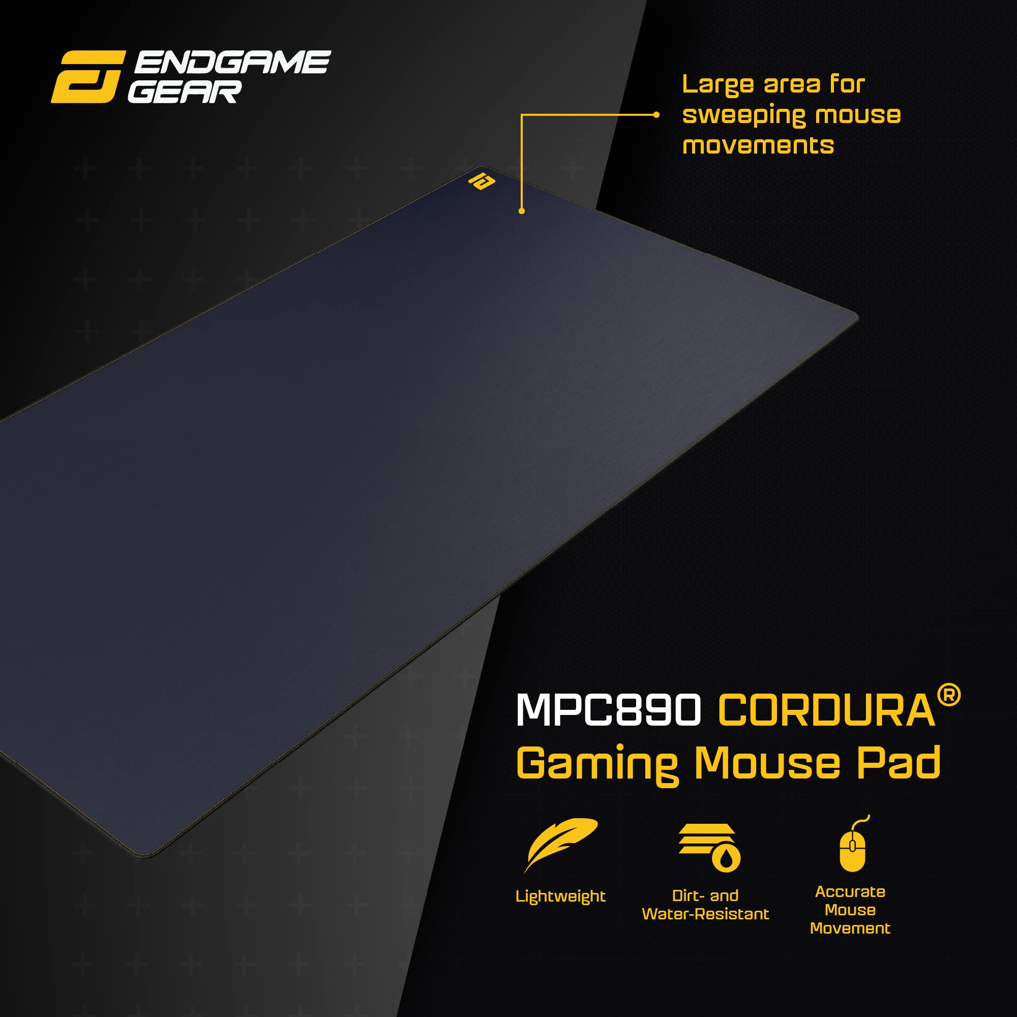 ENDGAME GEAR MPC 890 Cordura XXL Gaming Mauspad - 89 x 45cm - Fransenfreie Ränder - Cordura Gewebe - Ergibt Ausgezeichnete Gleiteigenschaften - rutschfeste Unterseite – Dunkelblau