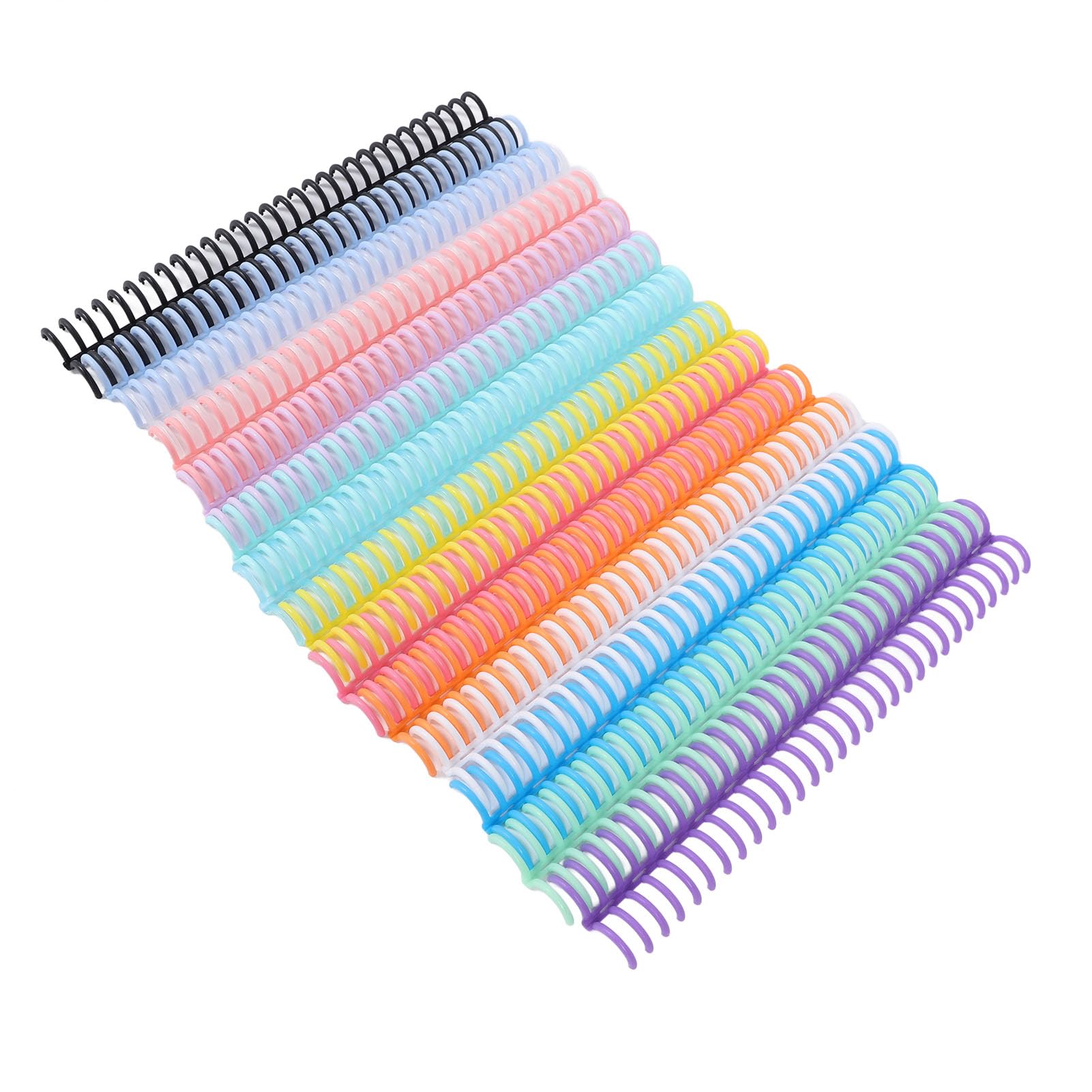 Peignes de reliure en plastique PP 19 mm x 30 mm, lot de 14, 14 couleurs, capacité 150 feuilles pour papier A4 et B5, avec calendrier de bureau pour ordinateur portable
