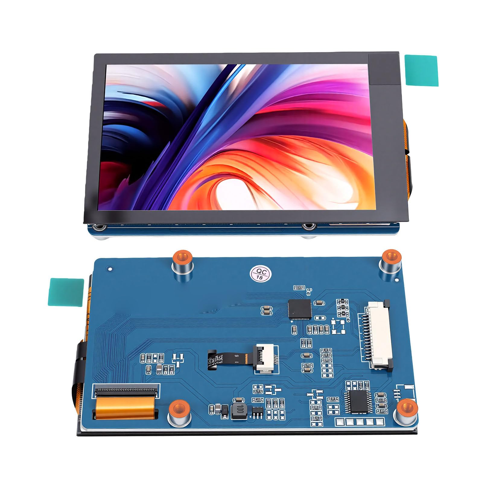 Jectse 3,5-calowy Pojemnościowy Ekran Dotykowy DSI, rozdzielczość 480x800, 5-punktowy Dotyk dla Rasp Pi, CM5, 4B, CM4, 3B+, 2B, A+ ze Szkłem Hartowanym