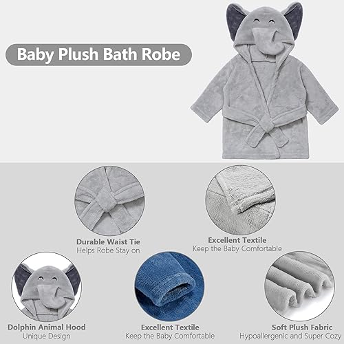 Miniatura 4 de Pro Goleem Bata unisex de felpa suave con capucha para bebé recién nacido regalo de baby shower talla única 0-9 meses