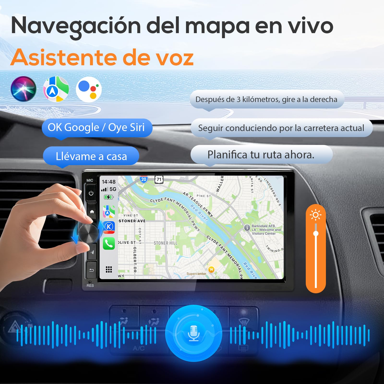 Haudio Radio Coche 2 DIN con Carplay y Android Auto Inalámbrico - Pantalla Táctil de 7 Pulgadas, Bluetooth, Mirror Link, Navegación GPS, Control por Voz, Cámara de Respaldo, FM/Am/AUX