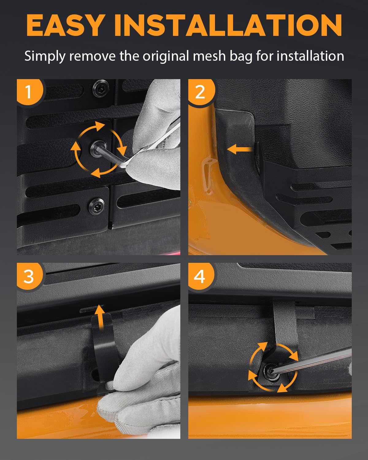 PBYMT Front Door Pocket Molle Panels Compatible with Jeep Wrangler JL JLU 4XE 2018-2025, Gladiator JT 2020-2025 Metal Door Pocket Storage Box(Not for Power Seats), 2PCS