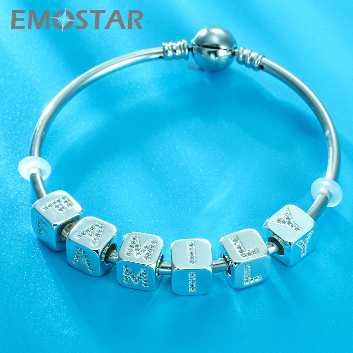 Sterling Silver Letter Charm Bead - Initial A To Z For DIY Bracelets & Necklaces (V Shown)