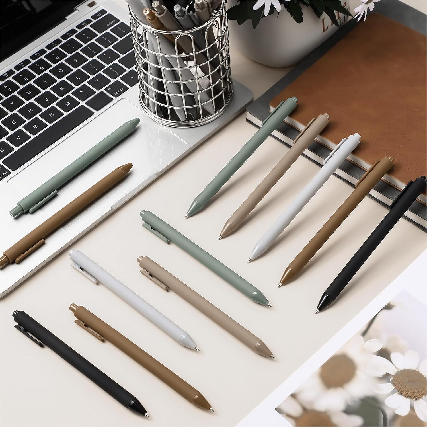 50 Pcs Neutral Color Pens Bulk, Morandi Matte Retractable Fall Pens image 4