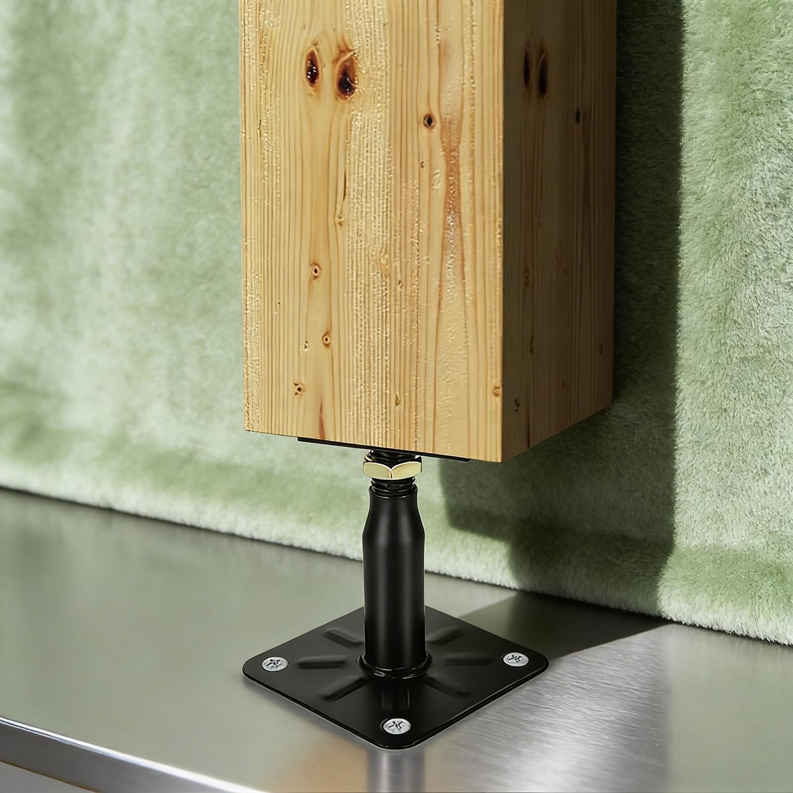 Lot de 4 supports de poteau, 100 à 150 mm, galvanisés, hauteur réglable, avec 16 vis, en acier galvanisé, pied de support pour terrasses, clôtures, abris, pergolas, travaux de construction