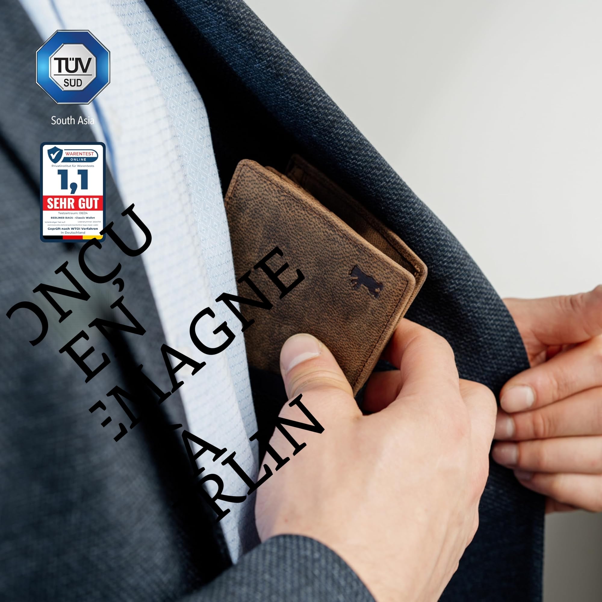 Berliner Bags Vintage Portefeuille en Cuir, Portemonnaie avec Protection RFID Certifiée TÜV et Coffret Cadeau pour Homme - Marron