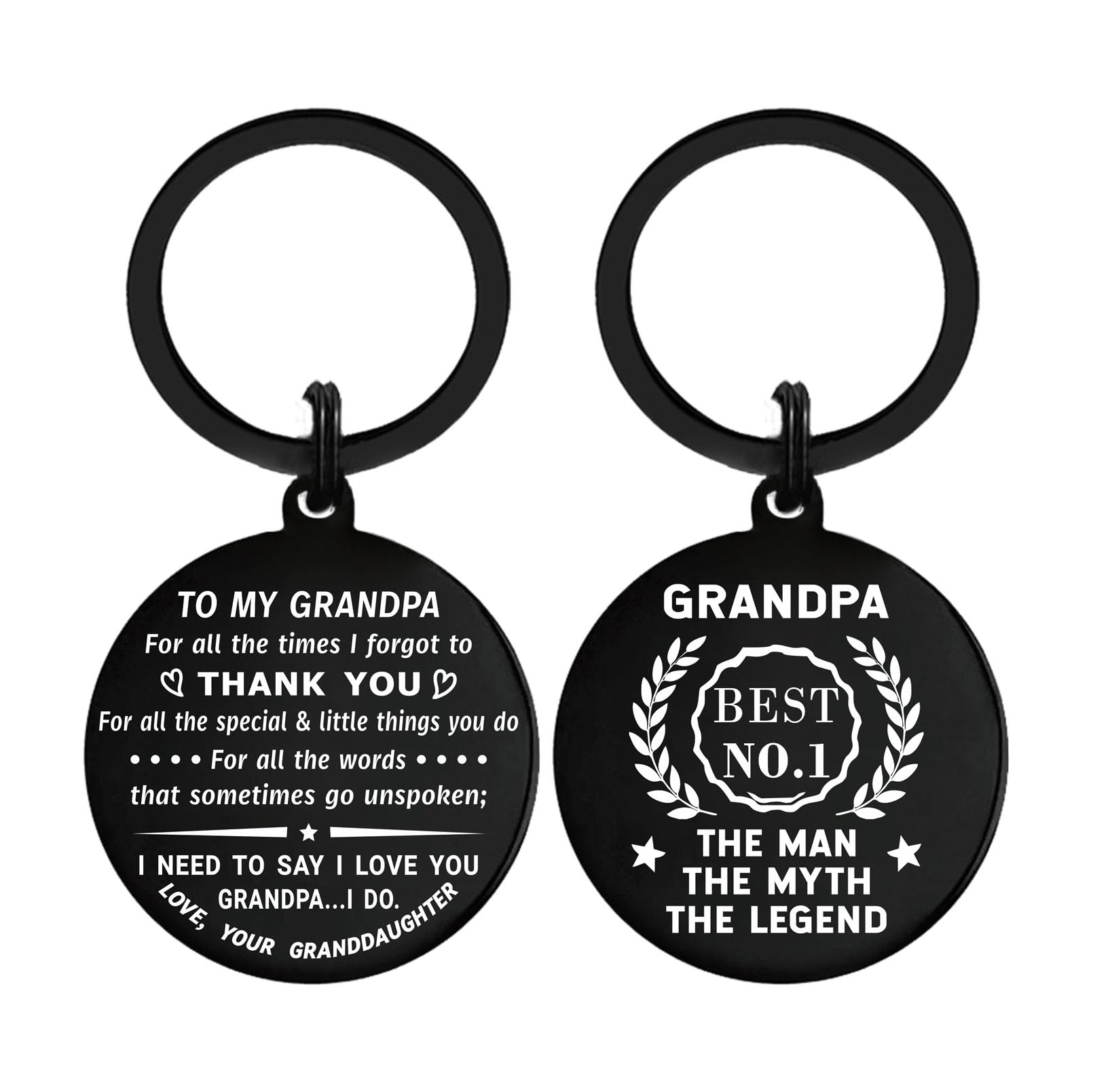 TANWIH Fathers Day Keychain Gifts for Grandpa - Best Grandpa Ever Keychain - Birthday Gifts for Grandfather Key Chain Keyring